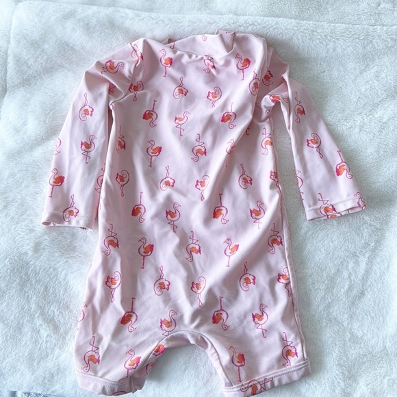 Carter's pink flamingo zip up one piece swimsuit size 12 months - Picture 3 of 5